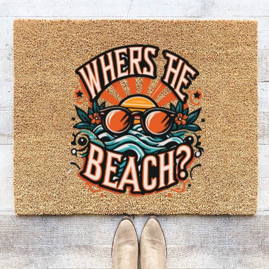 where s the beach Family Vacation Coir Doormats