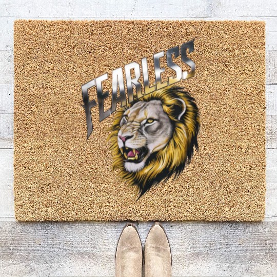 Fearless lion ,Lionhearted Embrace the Fearless Coir Doormats