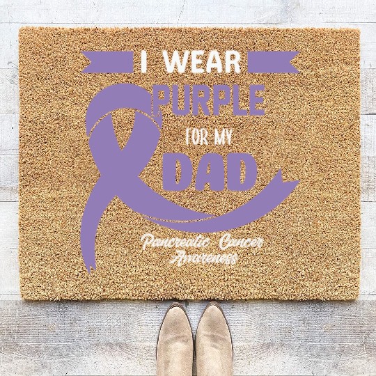 Pancreatic Cancer Support Dad Cancer Awareness Coir Doormats
