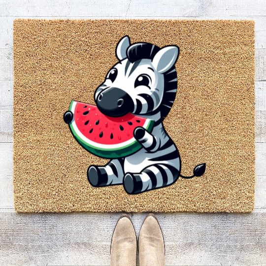 Zebra melon watermelon fruit fruity Coir Doormats