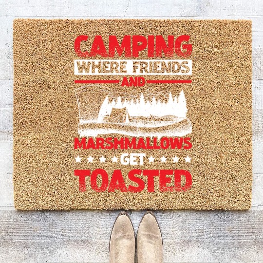 Camping Where Friends and Marshmallows Toast 2 Coir Doormats