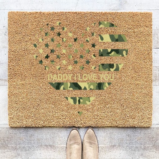 I Love Daddy American Flag Heart Gift Fathers Day Coir Doormats