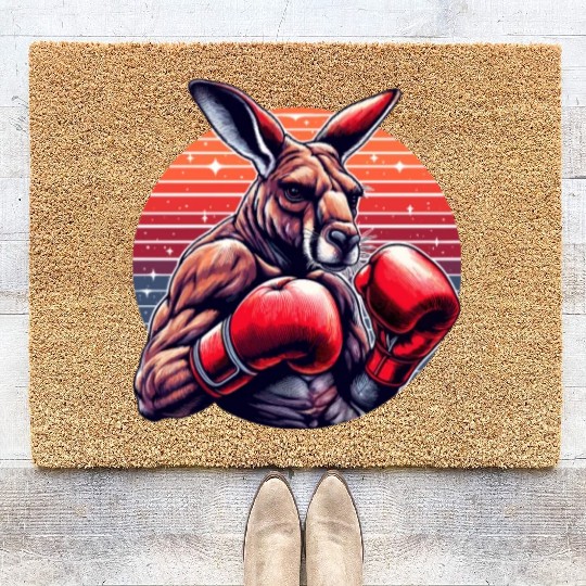 Funny Kickboxing Or Boxing Humor Sport Kangaroo Coir Doormats