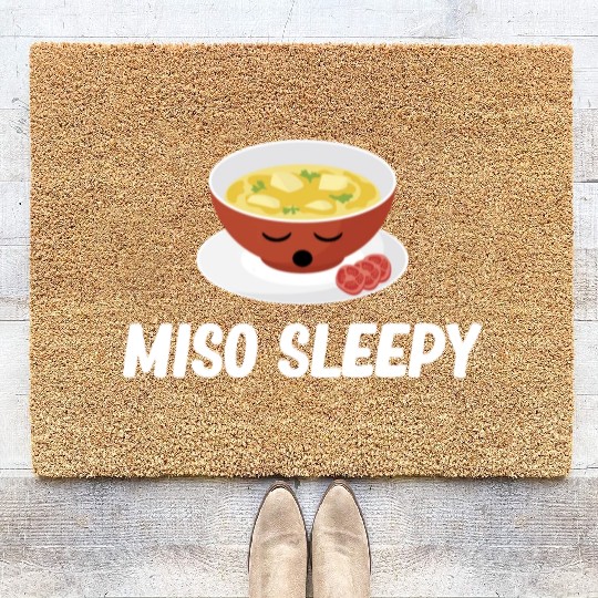 Miso Sleepy Miso Puns Asian Chinese Cuisine Coir Doormats