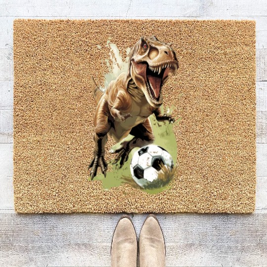Soccer Ball Trex Dinosaur T-Rex Coir Doormats