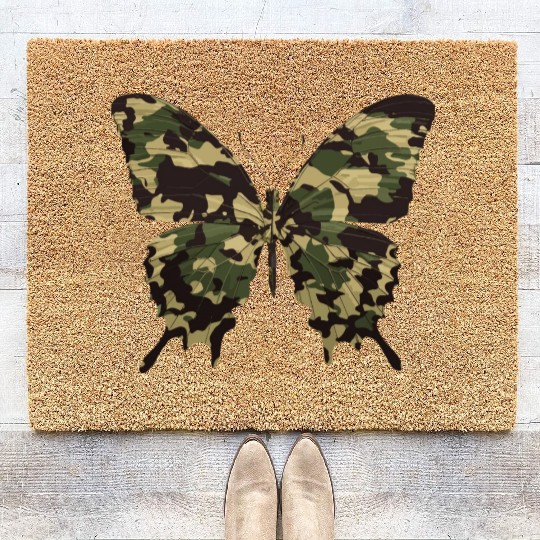 Natural Camouflage Butterfly Coir Doormats