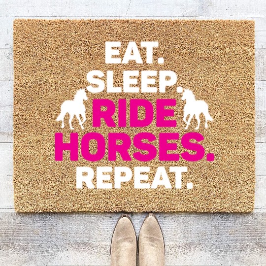 Equestrian Love Horse Racing Horse Farm Design Coir Doormats