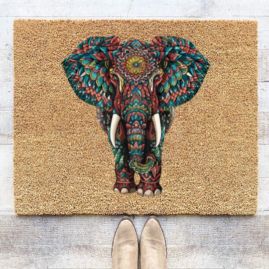 Elephant Mandala for a Art lover Elephant fan Coir Doormats