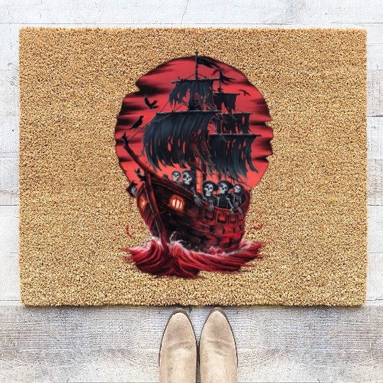 Creepy Sailing Boat Funny Pirat Coir Doormats