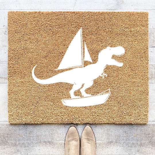 Minimalist dinghy with T-Rex summer Coir Doormats