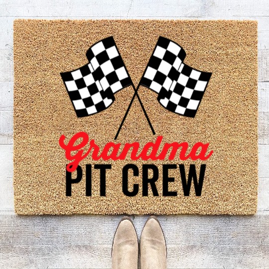 Grandma Pit Crew for Racing Party Costume Team Coir Doormats