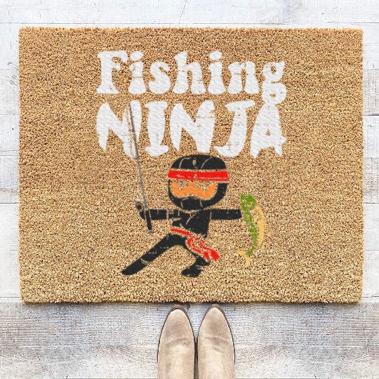 Fishing Ninja Fish Lover Toddler Youth Coir Doormats