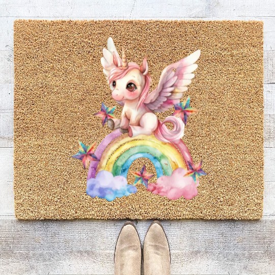 Rainbow & Unicorn Art Gifts for Girls & Teenagers Coir Doormats