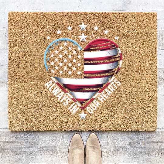 memorial day Always in Our Hearts Coir Doormats