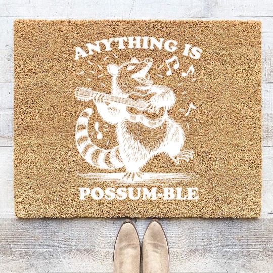Possum with a guitar Coir Doormats