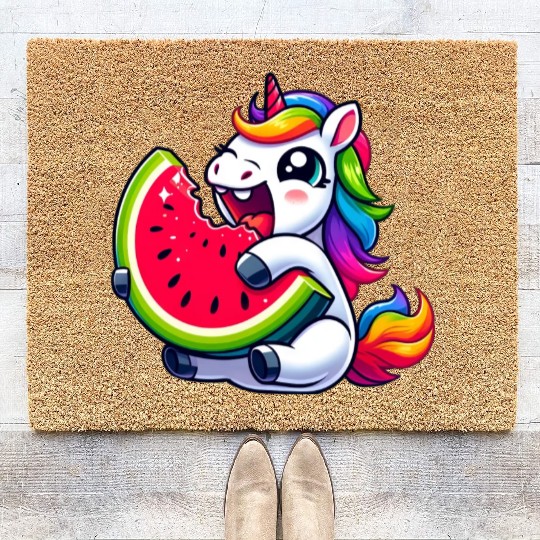Unicorn Watermelon Summer Design Coir Doormats
