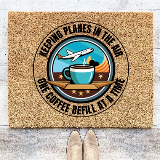 Air Traffic Controller Coffee ATC Aviation Humor Coir Doormats