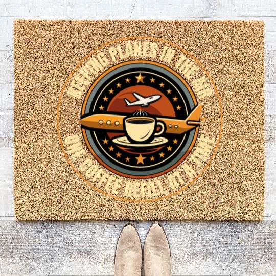 Air Traffic Controller Coffee ATC Aviation Humor Coir Doormats