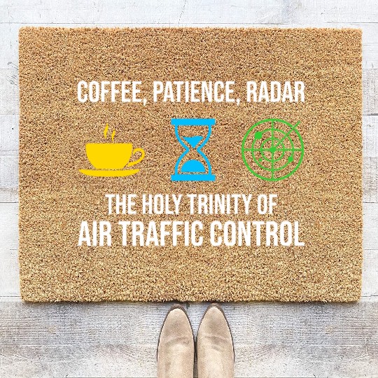 Air Traffic Controller Coffee ATC Aviation Humor Coir Doormats