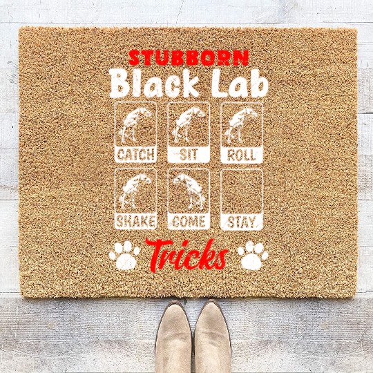 Labrador STUBBORN BLACK LAB TRICKS Labrador Coir Doormats