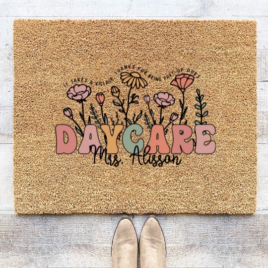 Wildflower Teacher Name Coir Doormats