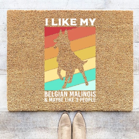 Retro Dog Silhouette I Like My Belgian Malinois Coir Doormats