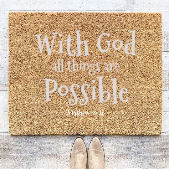 Faith Over Fear Inspirational Christian Design Coir Doormats