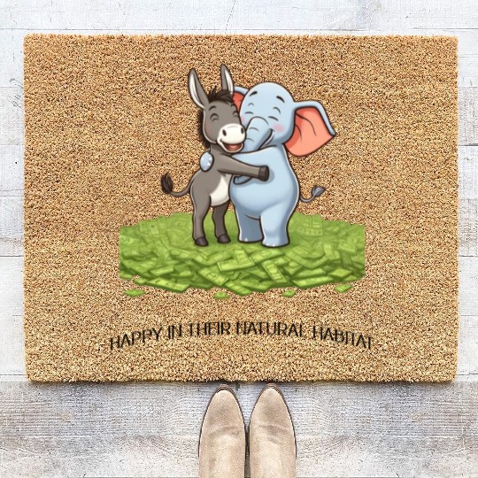Funny Republican Party Elephant Democratic Donkey Coir Doormats
