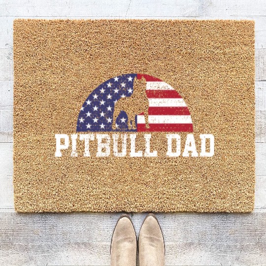 Pitbull Dad Papa Love Bond Unique Design Coir Doormats
