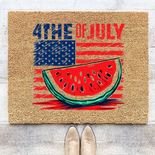 4th of July American Pride Watermelon Vintage Gift Coir Doormats