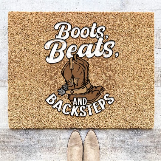 Line Dance Boots, Beats And Backsteps Coir Doormats