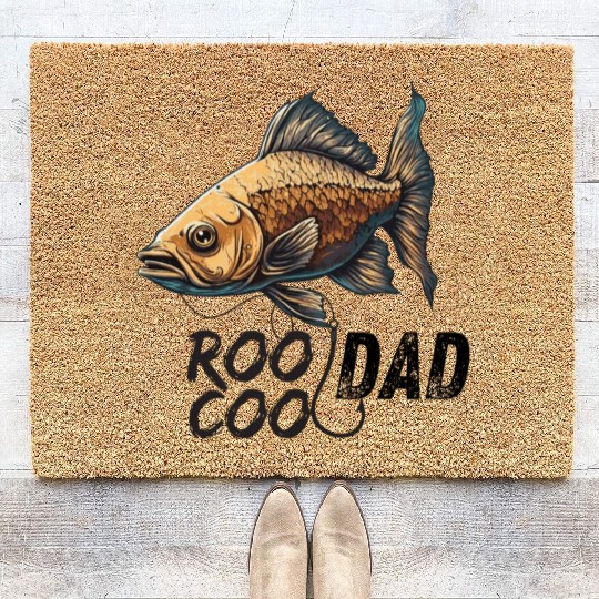 Funy Father's Day Reel Cool Dad Crazy Dog Dad Fish Coir Doormats