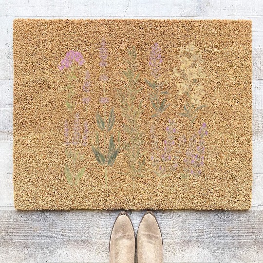 Spring Flower Girl Floral Lavender Flowers Summer Coir Doormats