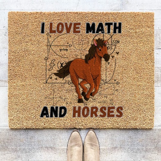 I Love Math And Horses Horse Math Lover Coir Doormats