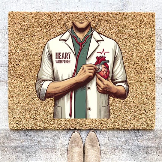 Cardiac Nurse Heart Whisperer Design Coir Doormats