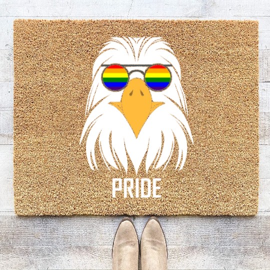 LGBTQ BALD EAGLE PRIDE DESIGN Coir Doormats