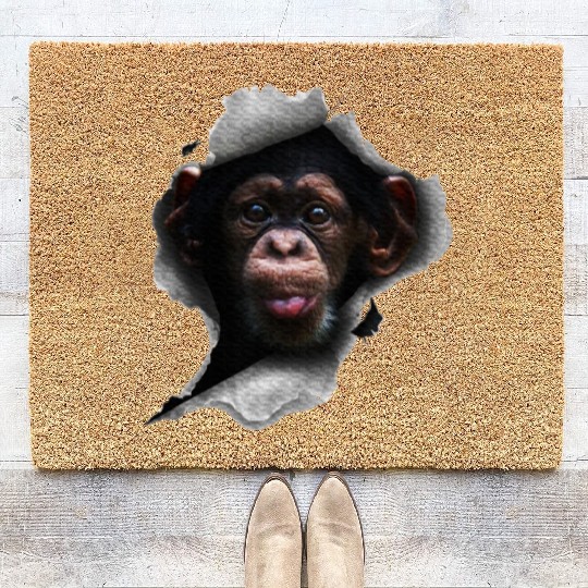 Chimp, Monkey Lover, Chimpanzee, Monkey Coir Doormats