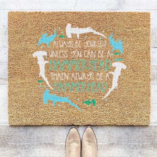 Hammerhead Underwater Ocean Hammerhead Shark Lover Coir Doormats