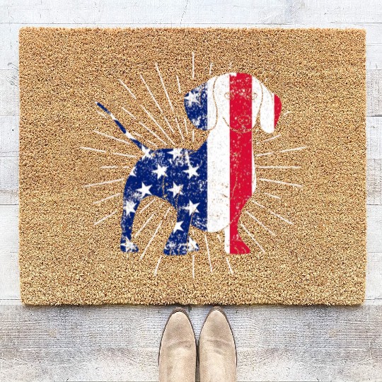 Dachshund 4th Of July US Flag Dog Lovers Patriotic Coir Doormats