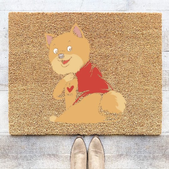Mothers Day I Love Mom Tattoo Dog Pomeranian Coir Doormats