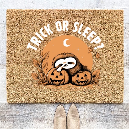 Trick Or Sleep Sloth Halloween Coir Doormats