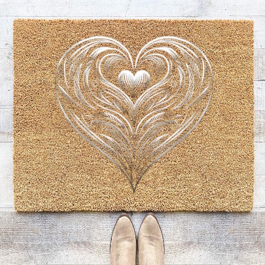 white heart Coir Doormats