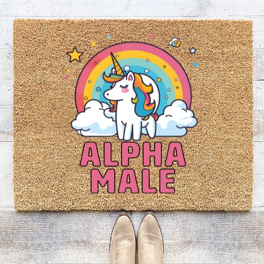 Alpha Male Unicorn Rainbow Coir Doormats