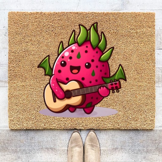 Dragon fruit plays guitar Coir Doormats