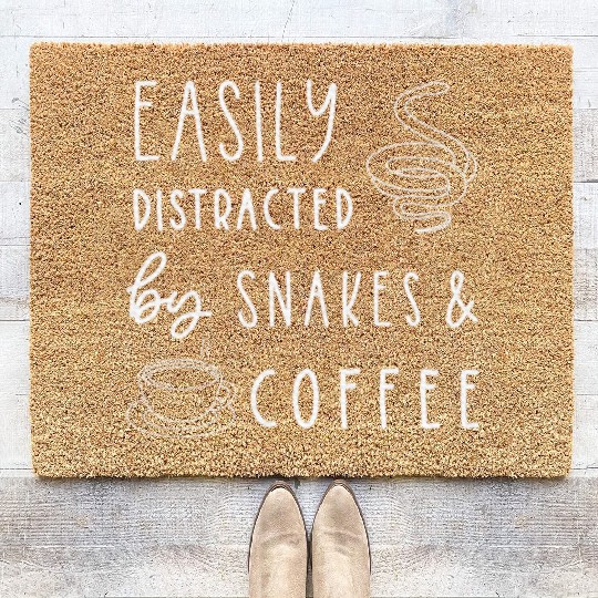 Snake Lover, Reptile Coffee Lover, Pet Snake Coir Doormats
