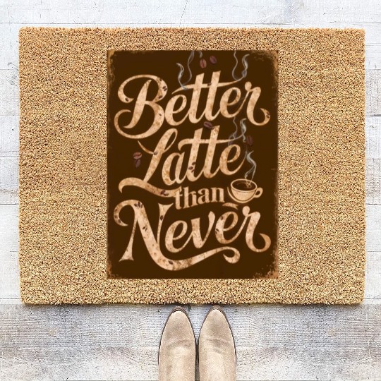 Better Latte Than Never - For Coffee Lovers Coir Doormats