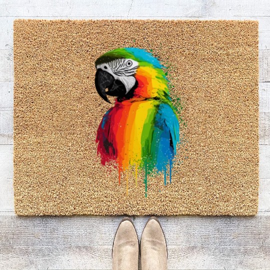 Macaw Parrot for a Bird Lover Animal Lover Coir Doormats