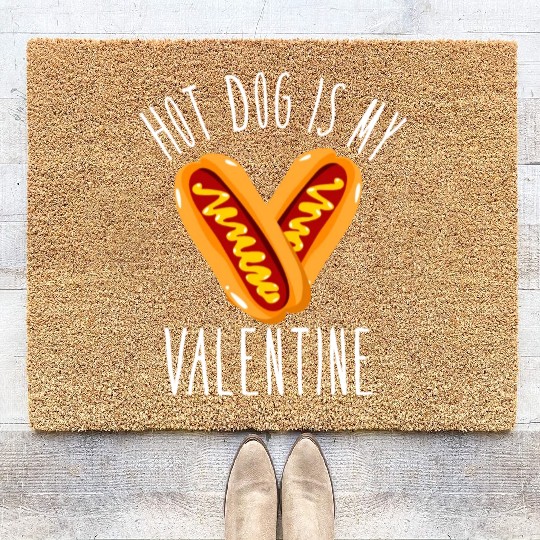 Hot Dog Adult Heart Valentines Day Coir Doormats