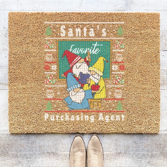 Santas Elfs Ugly Christmas Purchasing-Agent Coir Doormats