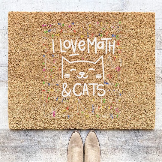 Cat Lover, Math, I Love Math And Cats, Math Lover Coir Doormats
